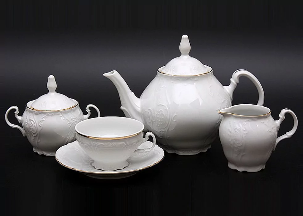 Чайный сервиз на 6 персон 17 предметов Бернадотт Белый узор