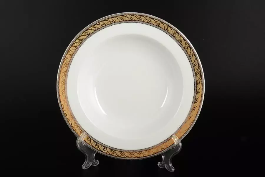 Набор тарелок глубоких Thun Кристина платиновая золотая лента 22 см(6 шт)