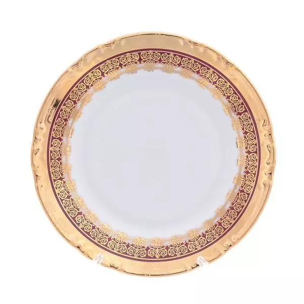 Набор тарелок Thun Констанция Рубин Золотой орнамент 17см(6 шт)